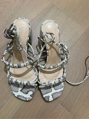 Vicenza love letter Snake-Print Strappy Heels